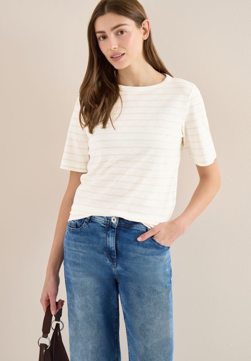 T-Shirt mit Boatneck und Streifen