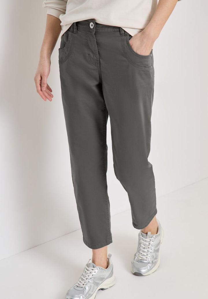 Mid Waist Slim Leg Hose im Casual Fit
