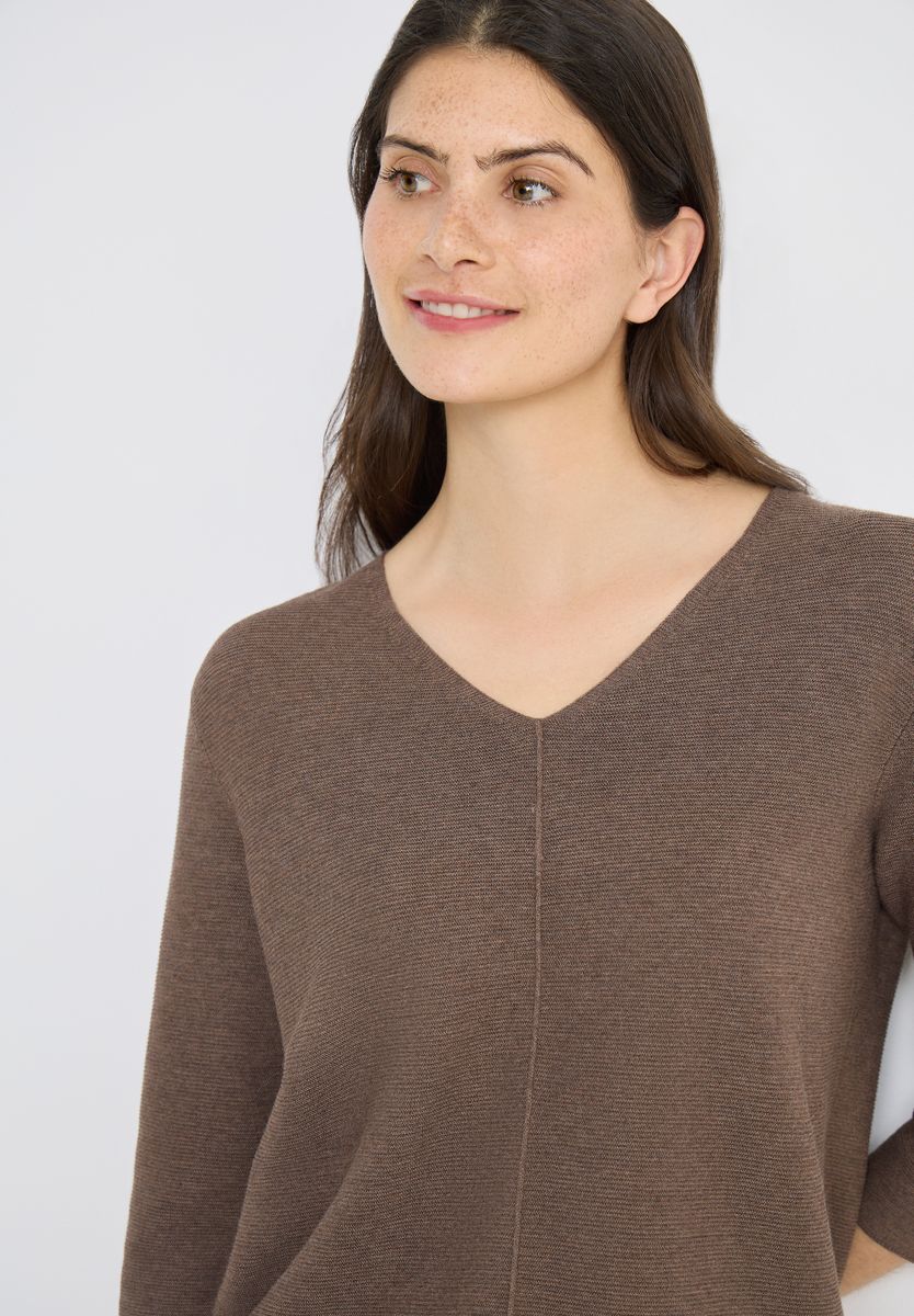 3/4-Arm Pullover mit Struktur