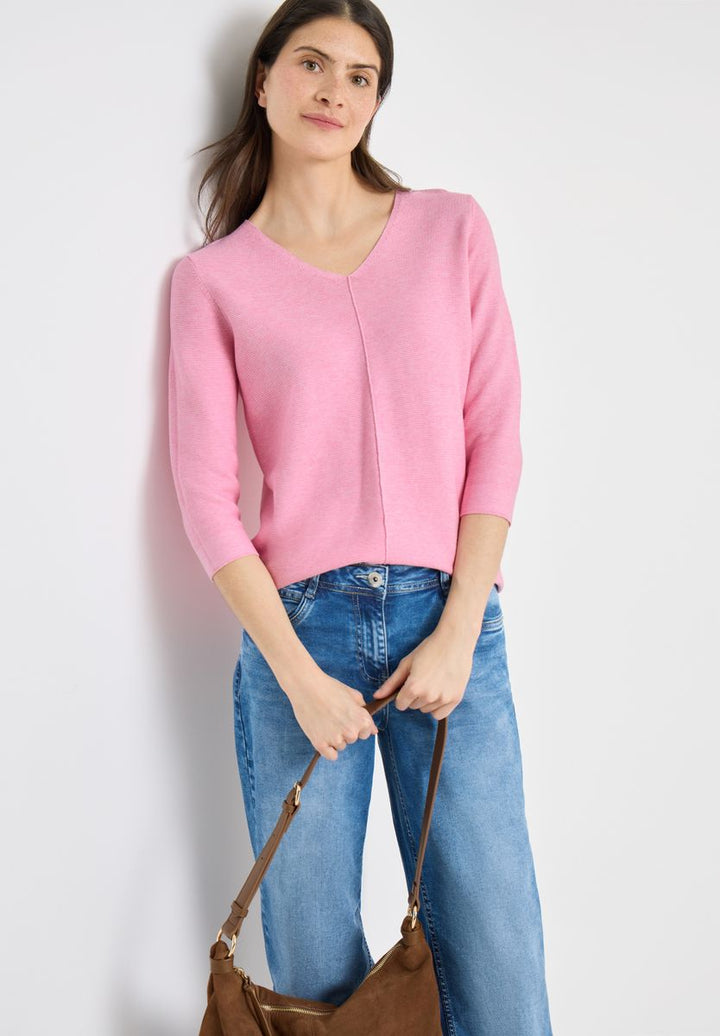 3/4-Arm Pullover mit Struktur