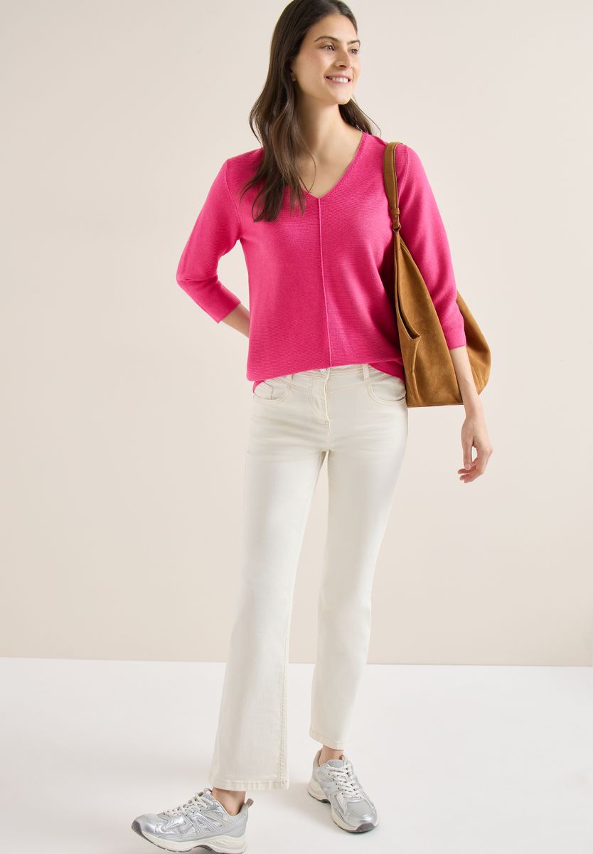 3/4-Arm Pullover mit Struktur