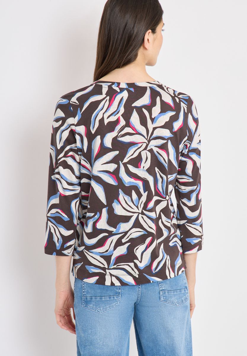 Shirt mit Split Neck und Print