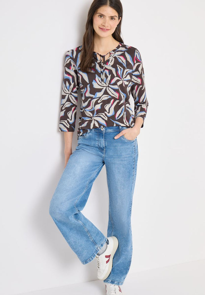 Shirt mit Split Neck und Print