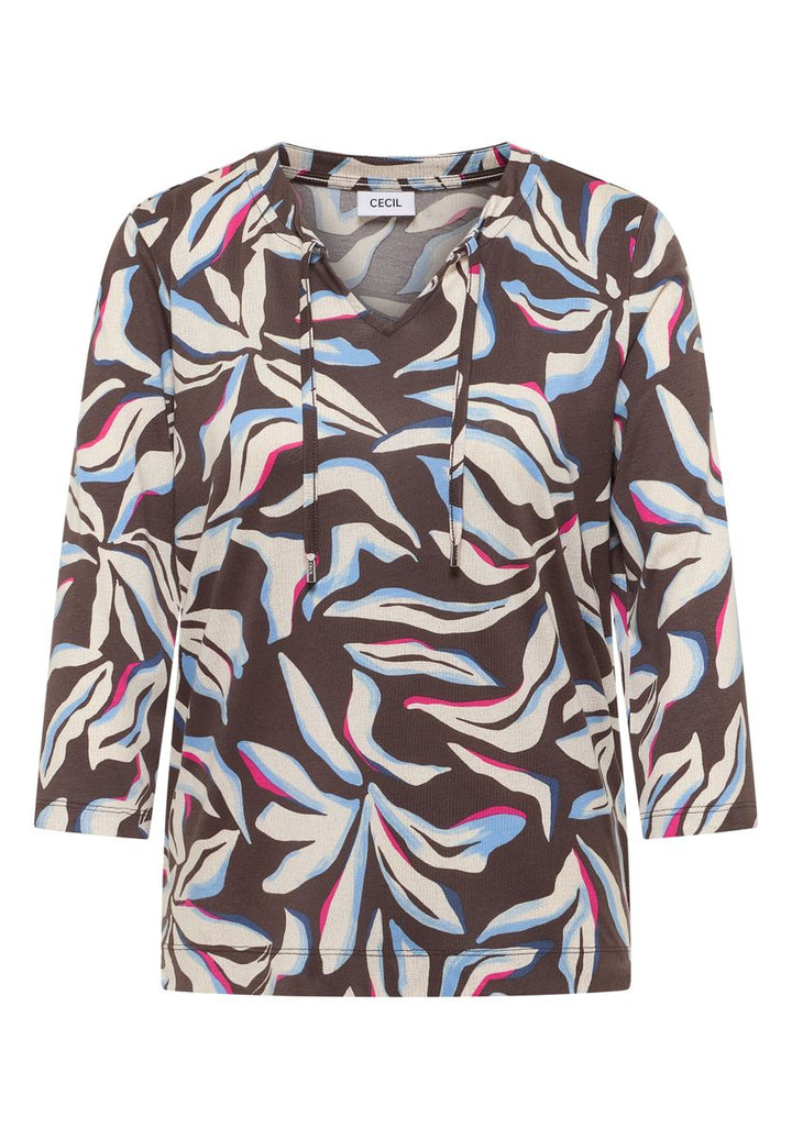 Shirt mit Split Neck und Print