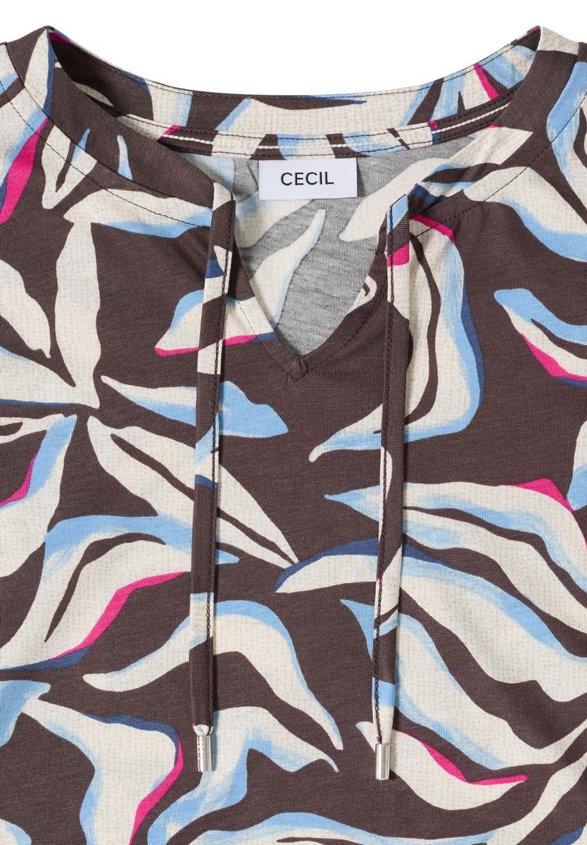 Shirt mit Split Neck und Print