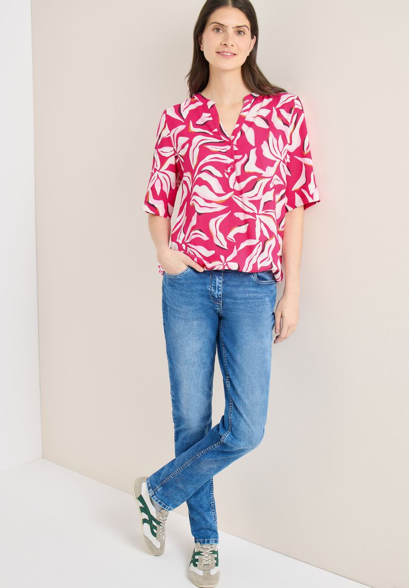 Kurzarm Bluse mit floralem Muster
