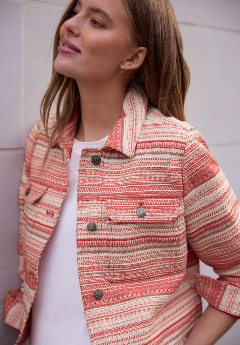 Jacke mit Streifen in Bouclé Qualität