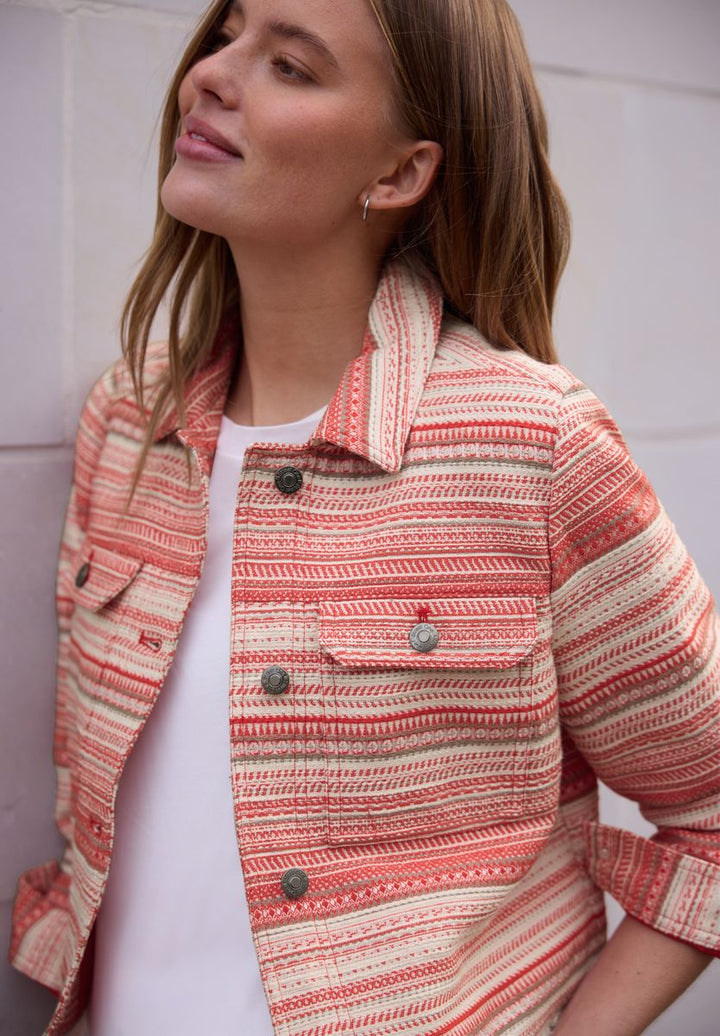 Jacke mit Streifen in Bouclé Qualität