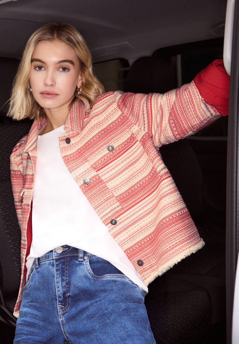 Jacke mit Streifen in Bouclé Qualität
