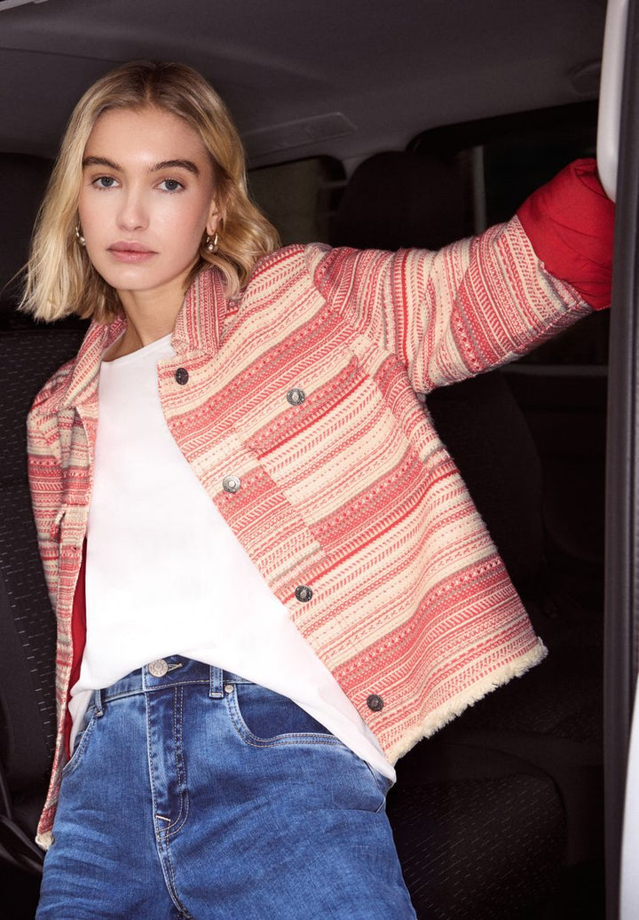 Jacke mit Streifen in Bouclé Qualität