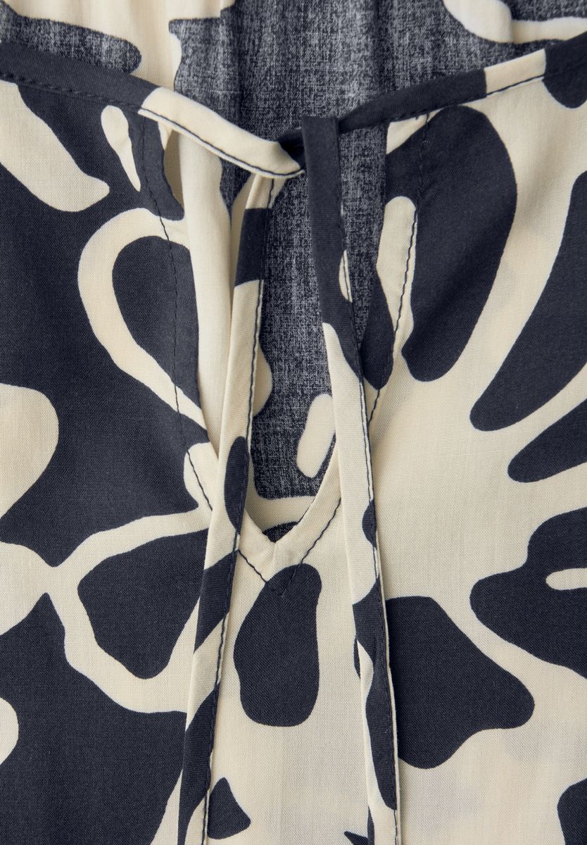 Bluse mit Split Neck und Bändern