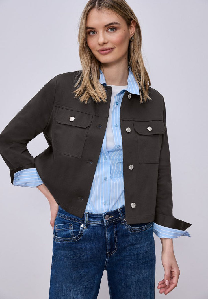 Overshirt im Slik-Look mit Knopfleiste