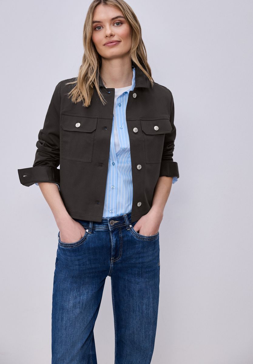 Overshirt im Slik-Look mit Knopfleiste