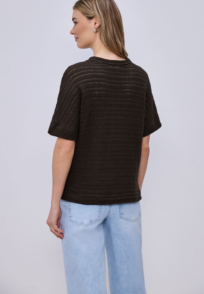T-Shirt mit Rundhals und Struktur