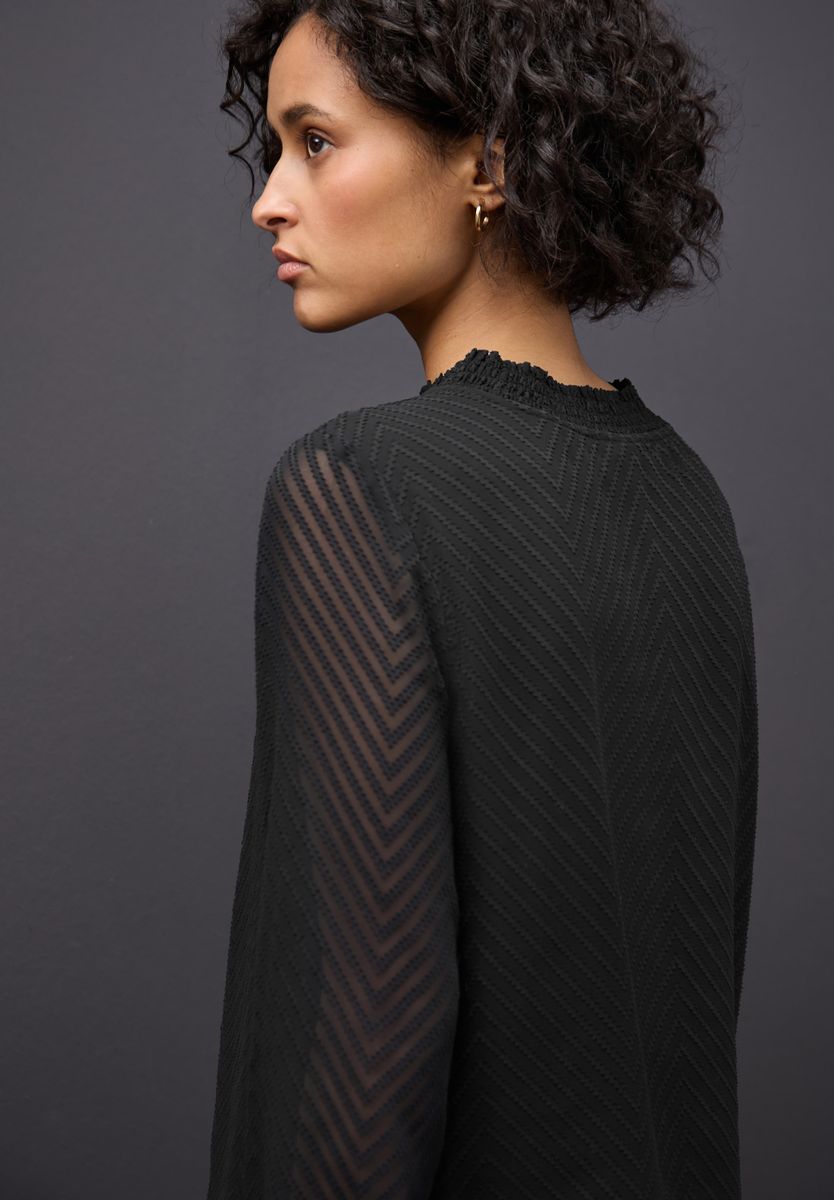 Smok-Detail Chiffon-Bluse