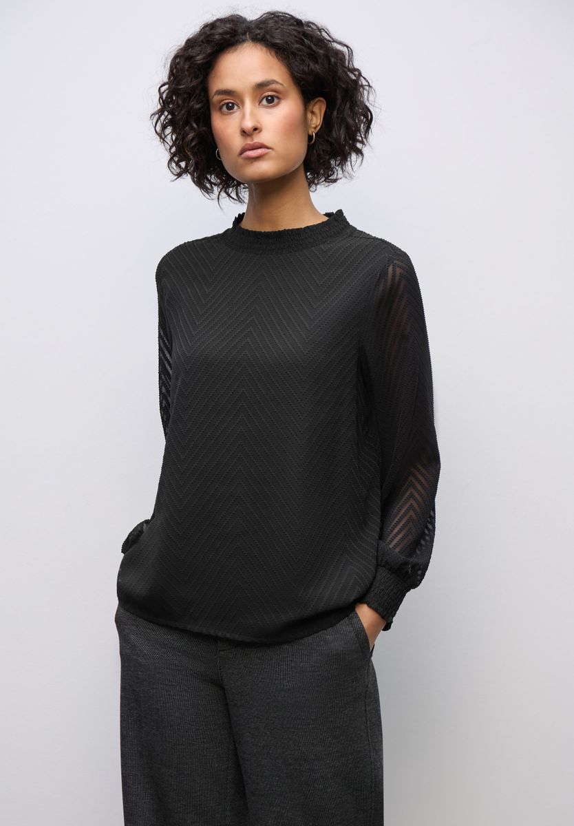 Smok-Detail Chiffon-Bluse