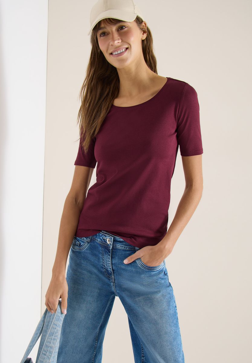 Basic T-Shirt mit Rundhals in Unifarbe
