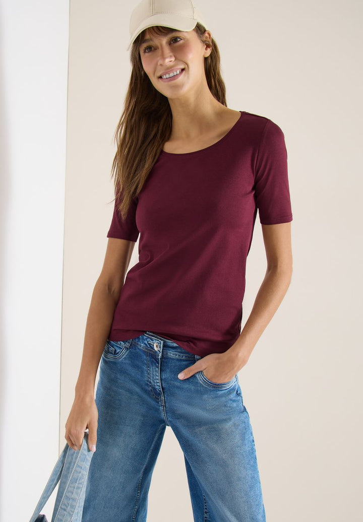 Basic T-Shirt mit Rundhals in Unifarbe