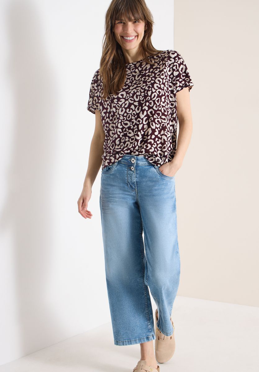 Shirt im Leinen-Look mit Leo-Print
