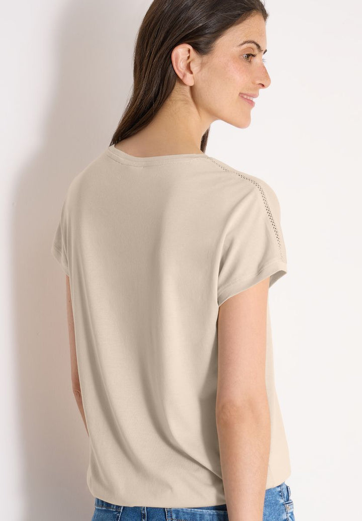 T-Shirt mit V-Neck und Spitzendetail