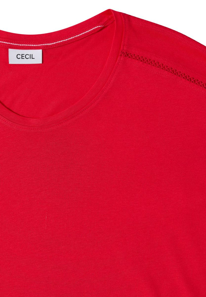 T-Shirt mit V-Neck und Spitzendetail