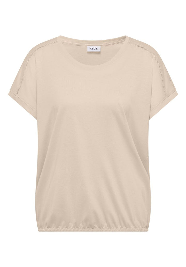 T-Shirt mit V-Neck und Spitzendetail