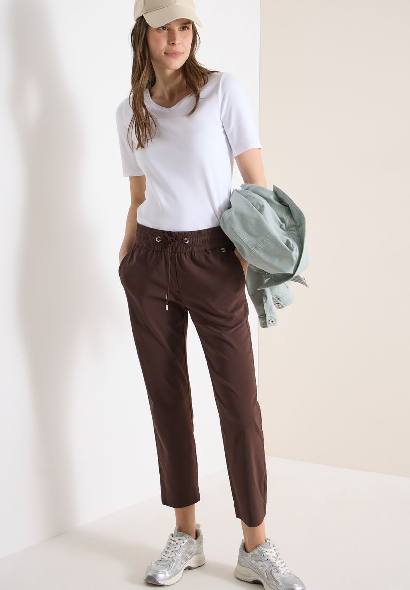 Mid Waist Slim Leg Hose im Casual Fit