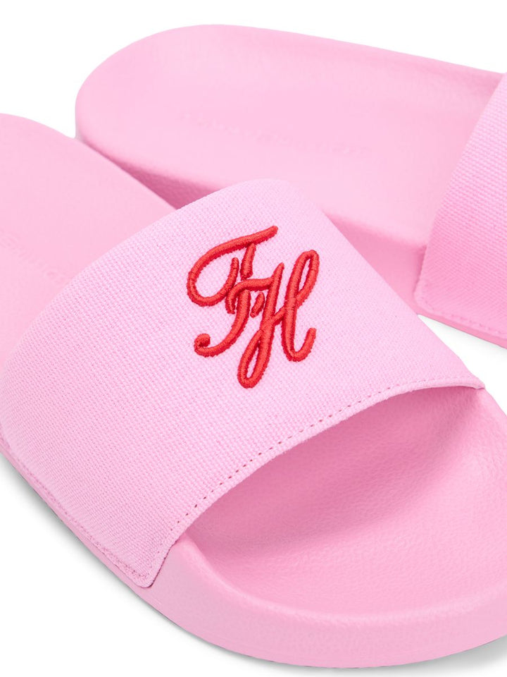 Logo Embroidery Canvas Pool Slides