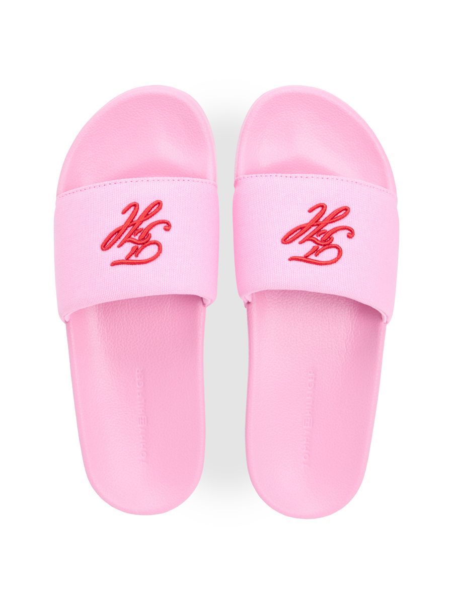 Logo Embroidery Canvas Pool Slides