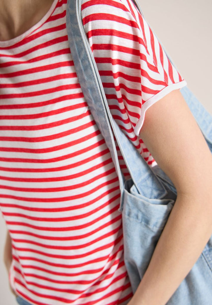 T-Shirt mit Boatneck und Streifen
