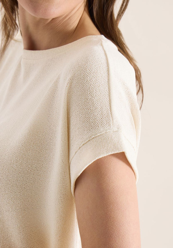 T-Shirt mit Boatneck im Strick-Look