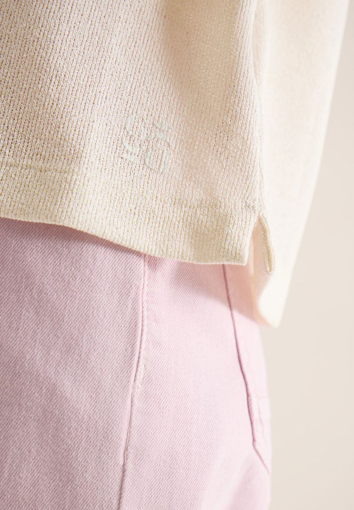T-Shirt mit Boatneck im Strick-Look