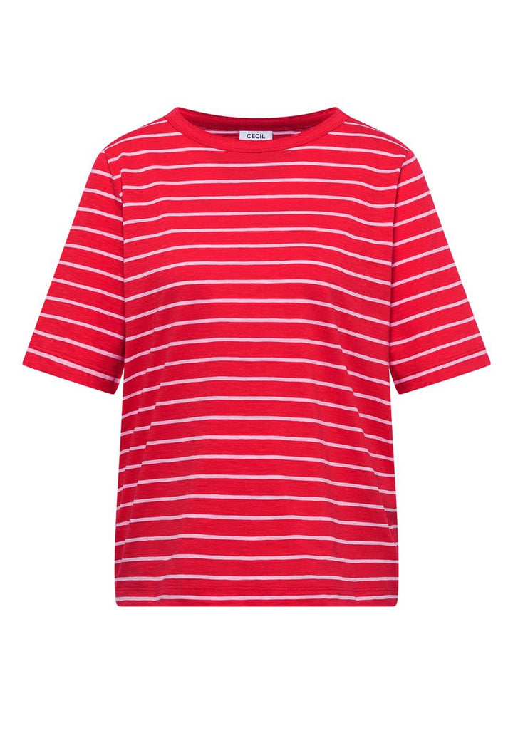 T-Shirt mit Boatneck und Streifen