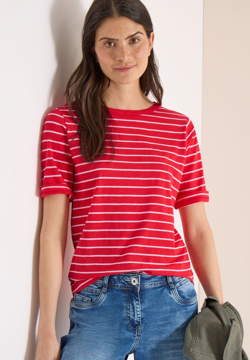 T-Shirt mit Boatneck und Streifen