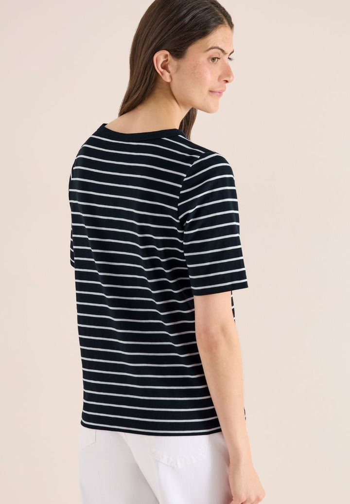 T-Shirt mit Boatneck und Streifen