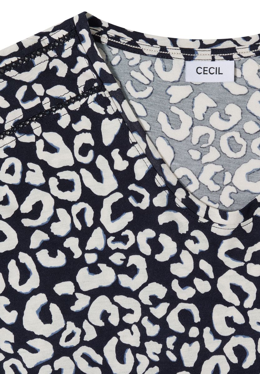Shirt mit Spitzendetail und Leo-Print