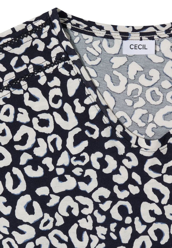 Shirt mit Spitzendetail und Leo-Print