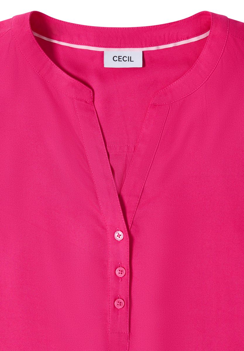 Kurzarm Bluse mit Split Neck