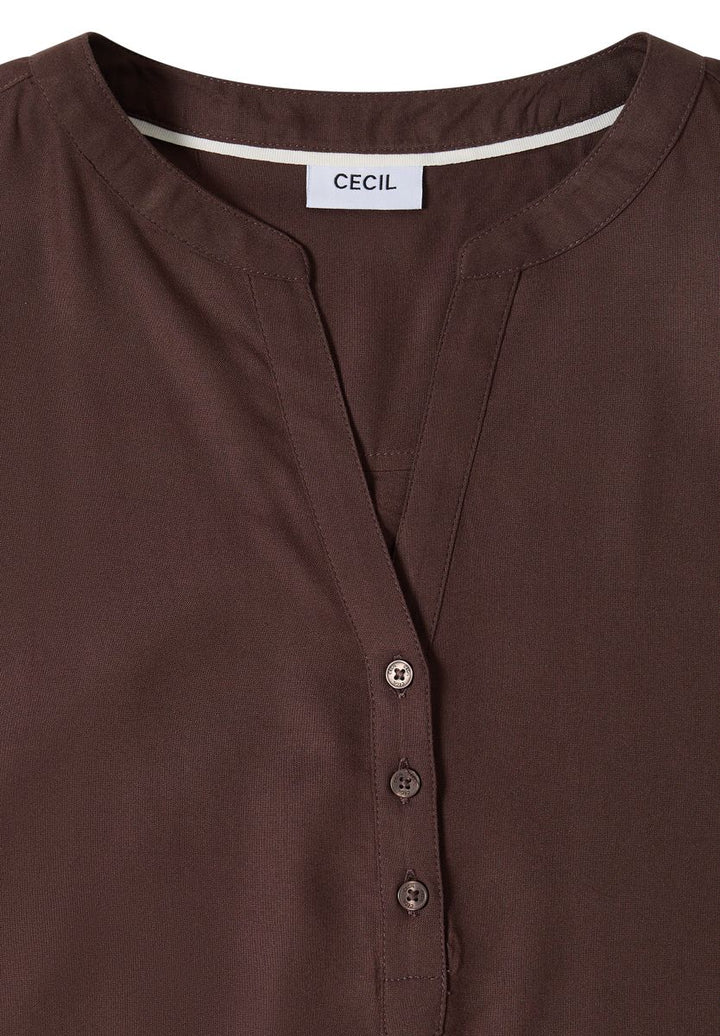 Kurzarm Bluse mit Split Neck