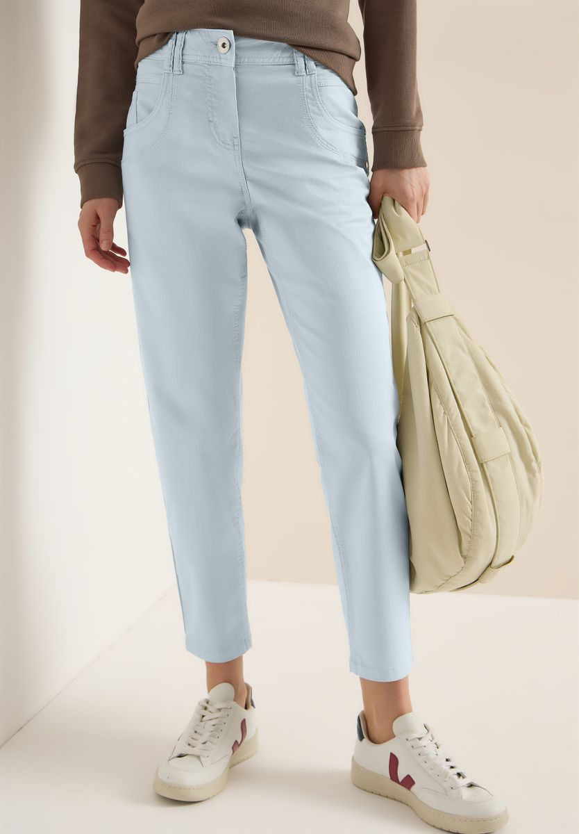Mid Waist Slim Leg Hose im Casual Fit