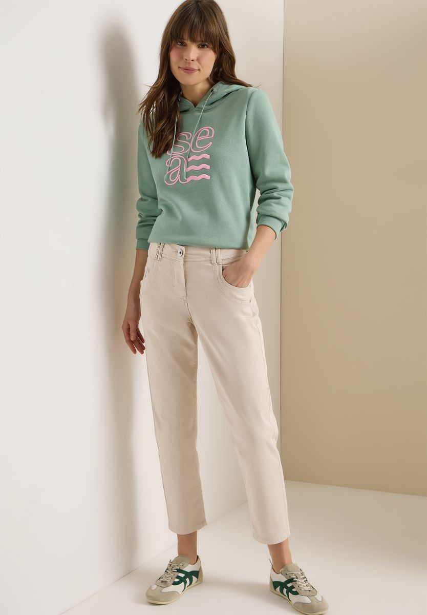 Mid Waist Slim Leg Hose im Casual Fit