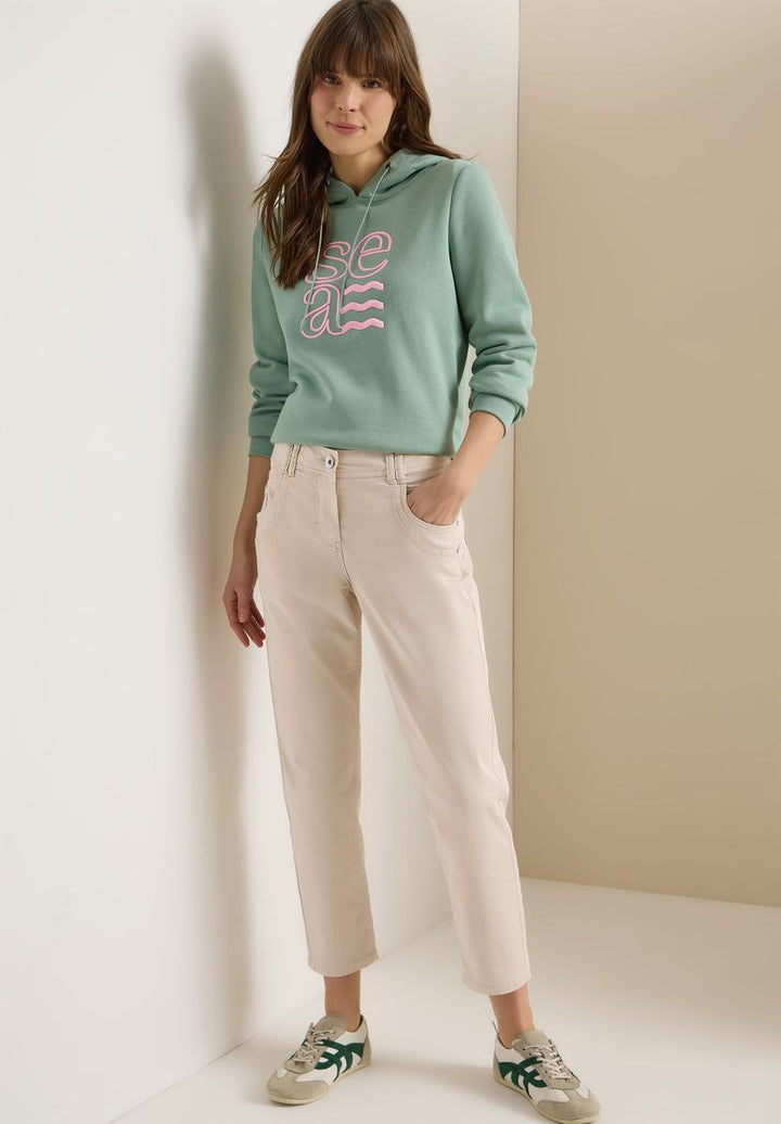 Mid Waist Slim Leg Hose im Casual Fit