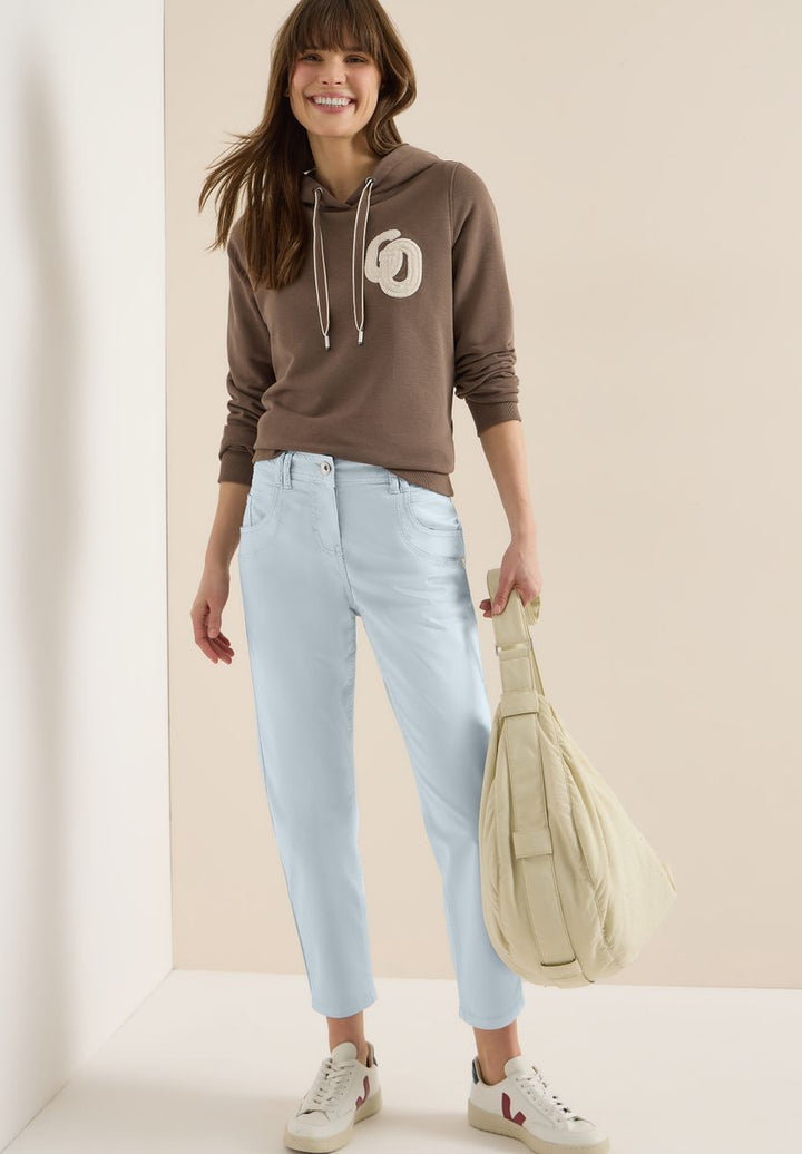Mid Waist Slim Leg Hose im Casual Fit