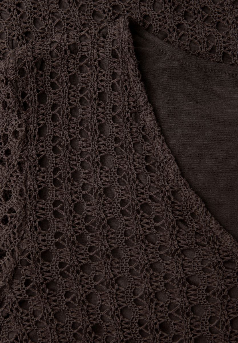 Midi-Kleid aus Spitze in Unifarbe