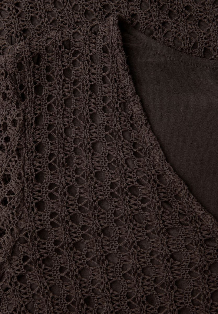 Midi-Kleid aus Spitze in Unifarbe