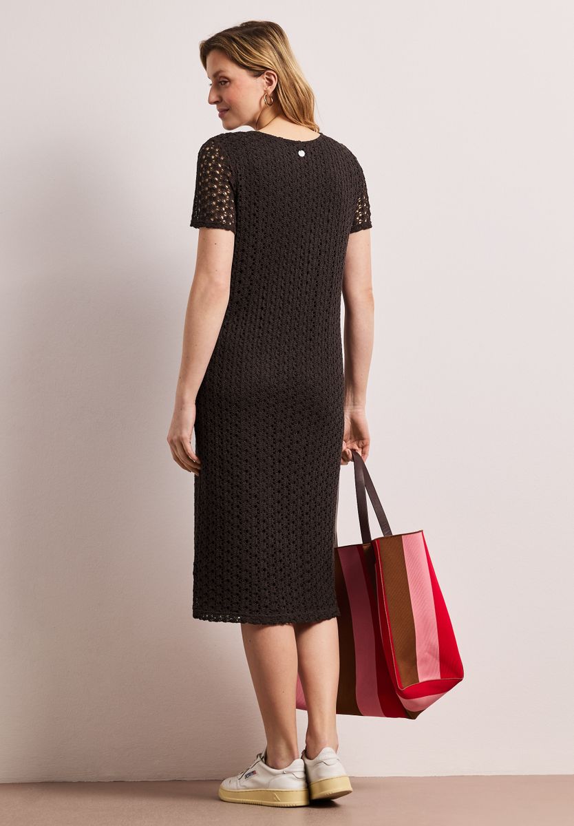 Midi-Kleid aus Spitze in Unifarbe