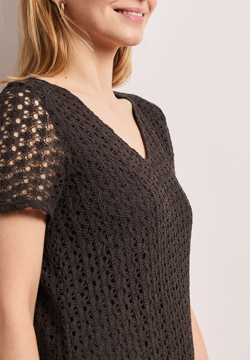 Midi-Kleid aus Spitze in Unifarbe