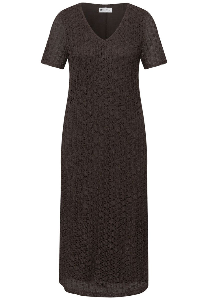Midi-Kleid aus Spitze in Unifarbe