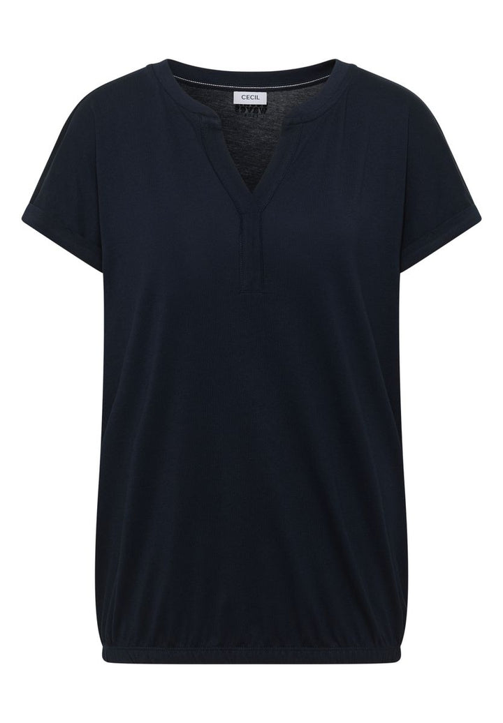 Shirt mit Split Neck im Tunika-Look