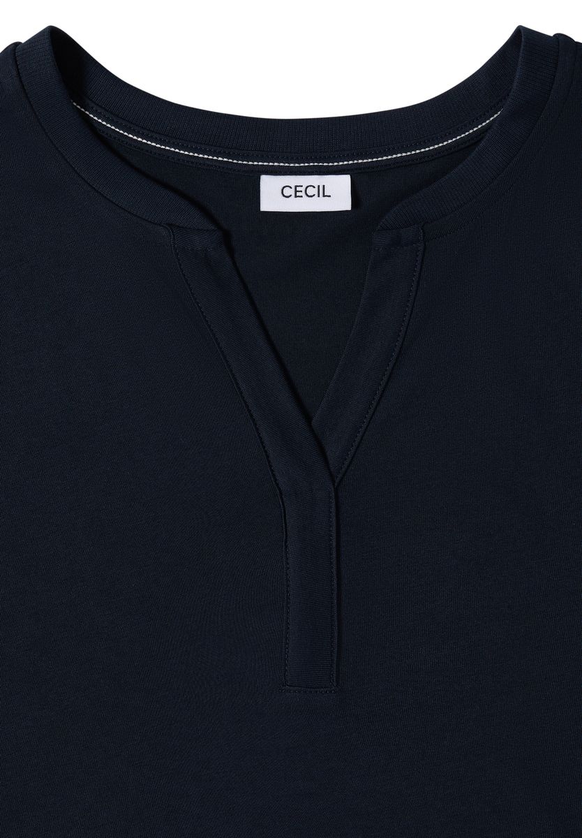 Shirt mit Split Neck im Tunika-Look